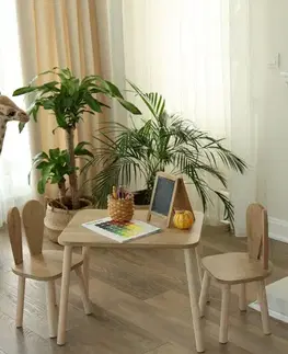 Kid's Table Set Bunny Two Chair Set - Brown
