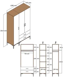 Šatní skříň Kumsal RT - Walnut, Anthracite