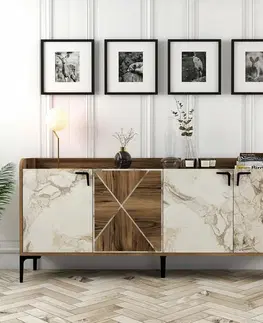 Skříňka Venedik Walnut and White Marble