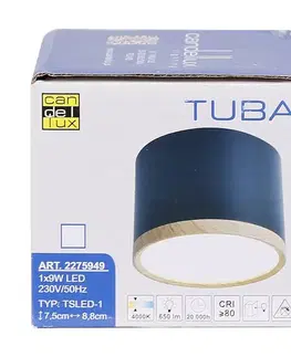 Černá a dřevěná stropní lampa 8,8x7,5cm trubice