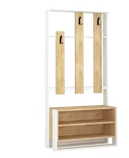 Nástěnný věšák s botníkem Chester White and Oak