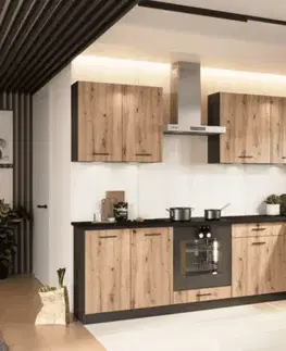 Artstolk Rohová kuchyňská linka ANIKA C | 200-260 cm dub artisan/grafit Provedení: s pracovní deskou