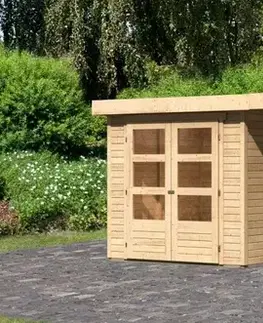 Dřevěný zahradní domek ASKOLA 2 s přístavkem Lanitplast