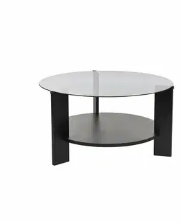 Konferenční stolek Clara Wood Black s tmavým sklem