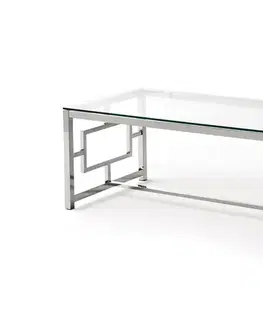 Estila Chromový designový konferenční stolek Adorno ze skla a kovu 120cm