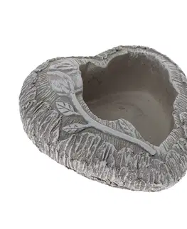 Betonový obal na květináč Srdce s větvičkou šedá, 16 x 6,5 cm