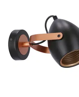 Černo-měděná nastavitelná nástěnná lampa E14 40W Anica