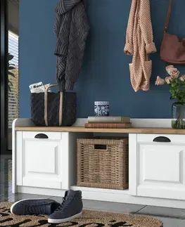 Nástěnný věšák s botníkem Polo White and Walnut