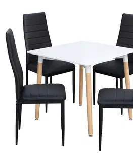 Jídelní stůl ONE 80x80 bílý + 4 židle SIGMA černé
