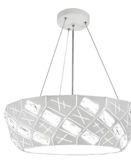 LED závěsná lampa bílá kulatá s krystaly 24W Glance