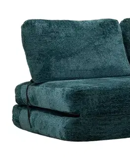 Estila Designová moderní rozkládací dvousedačka Raffai s plyšovým tmavě modrým potahem a dvěma polštáři 150 cm