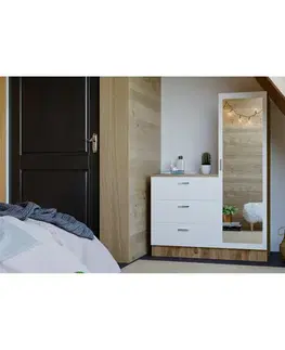 Komoda se zrcadlem Coco White and Atlantic Pine