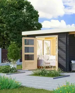 Dřevěný zahradní domek BASTRUP 3 s přístavkem Lanitplast