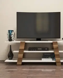 TV stolek Flower - Walnut, Cream