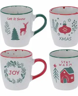 Sada 4 kameninových hrnků Let It Snow 200 ml