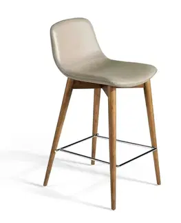 Estila Luxusní taupe šedá kožená barová židle Forma Moderna z masivu 93cm