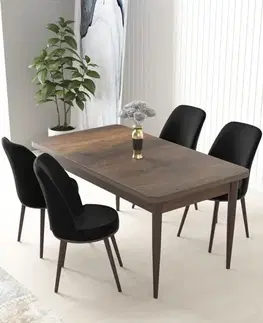 Dining Table & Chairs Set (5 Pieces) Nil - Baroque, Black