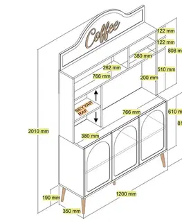 Coffee Bar Cabinet Lyon 120 - Cream, Gold