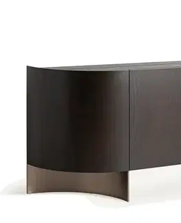 Estila Luxusní art deco tmavě hnědý příborník Davaro zaobleného tvaru se dvěma dvířky s designovými kovovými nožičkami 220 cm