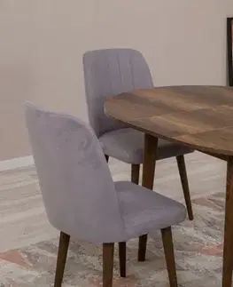 Jídelní set s rozkládacím stolem a židlemi (5 kusů) Vina 0701 - Walnut, Grey
