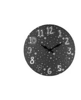 Dětské nástěnné hodiny Stars, 33 cm, šedá