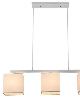 Závěsná lampa bílá + béžové tkané stínidlo 3x40W Boho