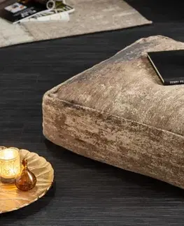 Estila Moderní nízký čalouněný taburet Prakka v zemitých tónech 70cm