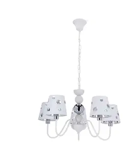 Bílý lustrový závěsný lampa 5xE14 Batley Ledea