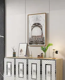 Konzolový stolek Puma 150 - Sapphire Oak, White, Silver