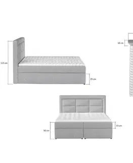 Artelta Manželská postel VIVRE Boxspring | 140 x 200 cm Barva VIVRE: Monolith 48