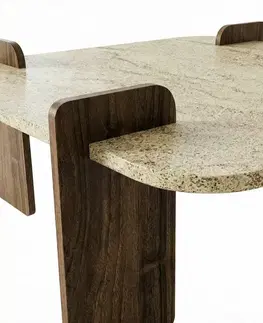 Konferenční stolek Asha Medium - Travertine, ořech