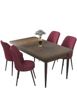Dining Table & Chairs Set (5 Pieces) Nil - Baroque, Burgundy