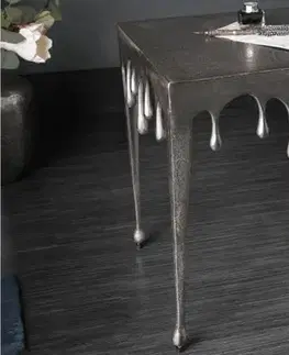 Estila Art-deco příruční stolek Liquid Line stříbrný 44cm