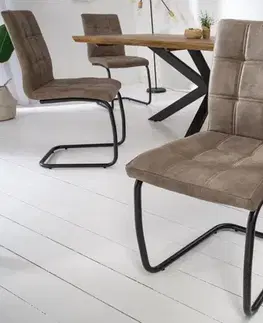 Estila Moderní jídelní židle Issoire z mikrovlákna šedohnědé barvy 92cm