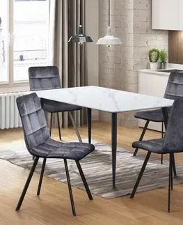 Jídelní stůl ADRIA 130x70 + 4 židle BERGEN šedý samet