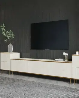Televizní stolek se skříňkami Imej Travertine and Gold