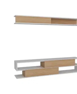 TV stěna / Sestava pod TV Sims - White, Teak