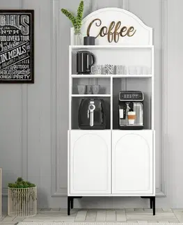 Coffee Bar Cabinet Lyon 80 - White, Black