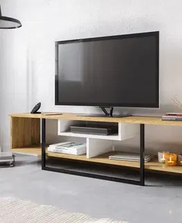 TV stolek Asal (150) - Oak, White, Black