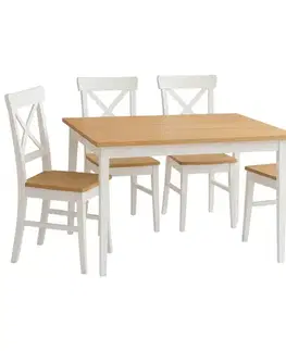 Jídelní set 4x židle + stůl Kampali, bílá