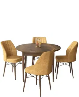 Dining Table & Chairs Set (5 Pieces) Rox - Baroque, Cappuccino