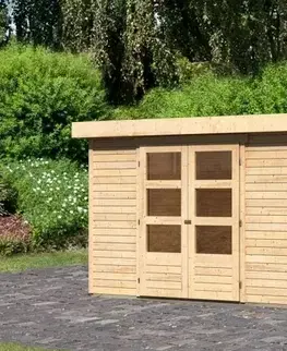 Dřevěný zahradní domek ASKOLA 4  s přístavkem Lanitplast