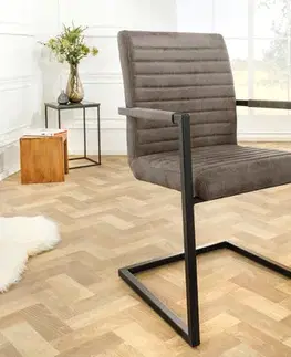 Estila Designová šedě černá industriální konzolová jídelní židle Imperial s čalouněním s efektem záměrného zestárnutí 91 cm