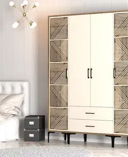 Šatní skříň Kumsal PTP - Walnut, Cream