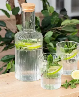 4Home Skleněná karafa s korkovou zátkou Serve, 1 l