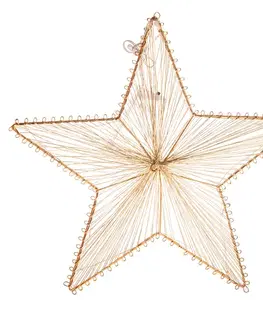 Kovová závěsná svítící hvězda Golden Glow, 30 x 29 cm, 10 LED