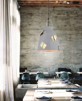 Závěsná stropní lampa 1X60W E27 šedá + zlatá PATCH