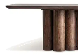 Estila Luxusní art deco masivní obdélníkový jídelní stůl Nordas v hnědé barvě s atypickou nohou 260 cm