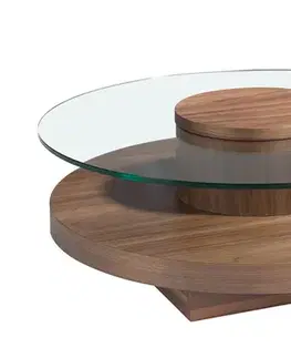 Estila Moderní kulatý konferenční stolek Vita Naturale se skleněnou deskou 100cm