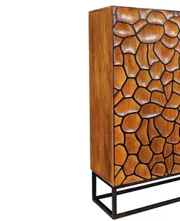 Estila Designová hnědá barová skříňka Timanfaya z dekorativní mozaikou z mangového dřeva 120 cm